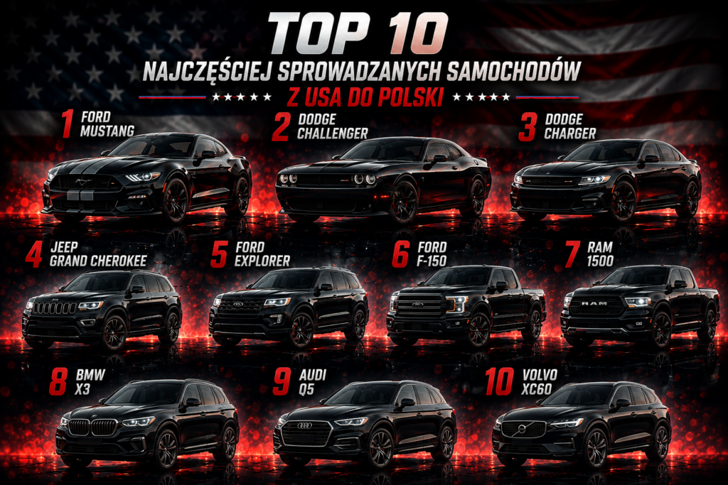 najczęściej sprowadzane samochody z USA – ranking TOP 10